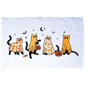 Cute Black Cats In Ghost Costume Women And Halloween Microfiber Hand Towel