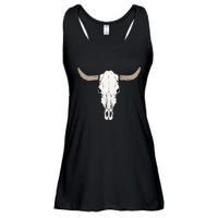 Cow Bull Cattle Skull Head Western Vintage Animal Graphic Ladies Essential Flowy Tank