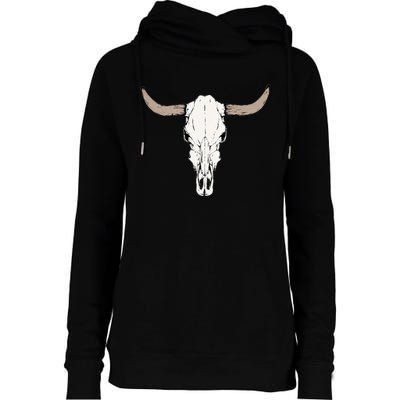 Cow Bull Cattle Skull Head Western Vintage Animal Graphic Womens Funnel Neck Pullover Hood