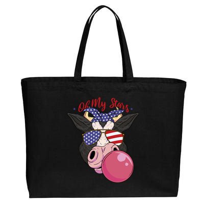 Cow Baloon Cute Usa Stars Cute Gift Cotton Canvas Jumbo Tote