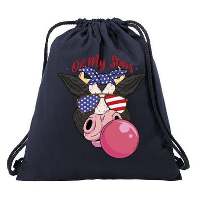 Cow Baloon Cute Usa Stars Cute Gift Drawstring Bag