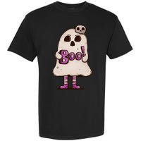 Cute Boo Creepy Scary Skull Skeleton Garment-Dyed Heavyweight T-Shirt