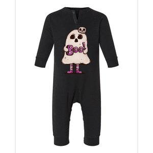 Cute Boo Creepy Scary Skull Skeleton Infant Fleece One Piece