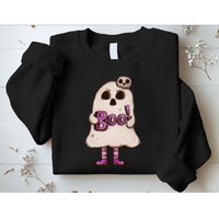 Cute Boo Creepy Scary Skull Skeleton Sweatshirt