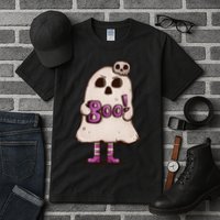Cute Boo Creepy Scary Skull Skeleton Tall T-Shirt