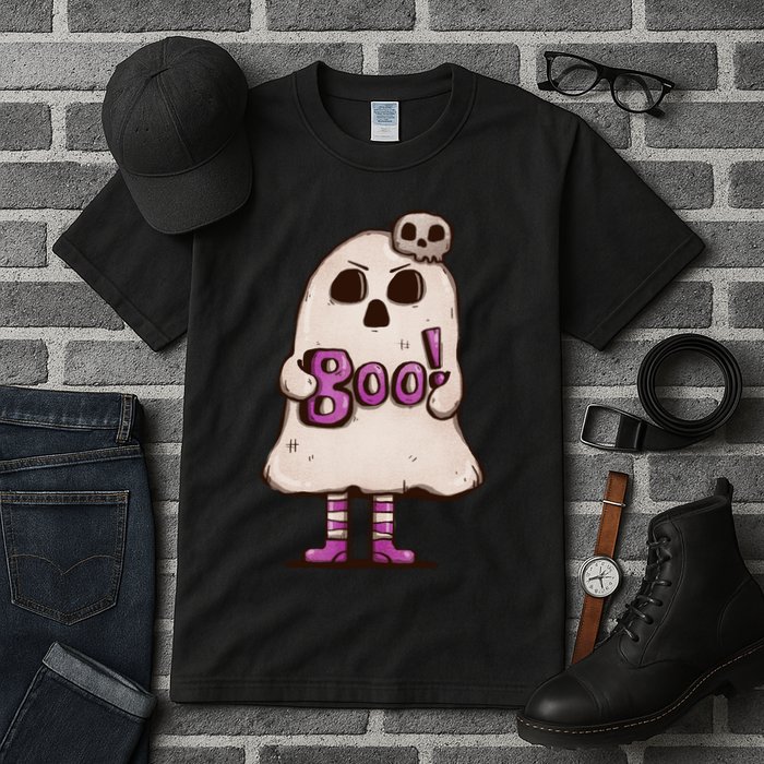 Cute Boo Creepy Scary Skull Skeleton Tall T-Shirt