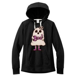 Cute Boo Creepy Scary Skull Skeleton Women's Fleece Hoodie