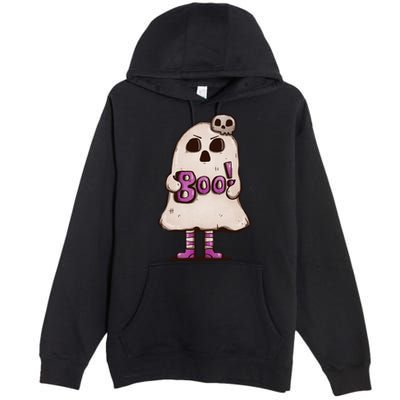 Cute Boo Creepy Scary Skull Skeleton Premium Pullover Hoodie