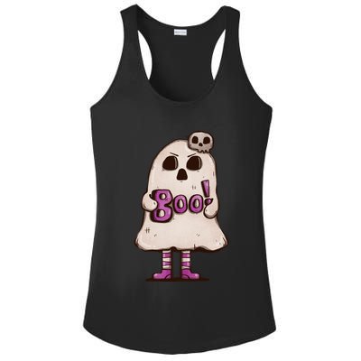 Cute Boo Creepy Scary Skull Skeleton Ladies PosiCharge Competitor Racerback Tank