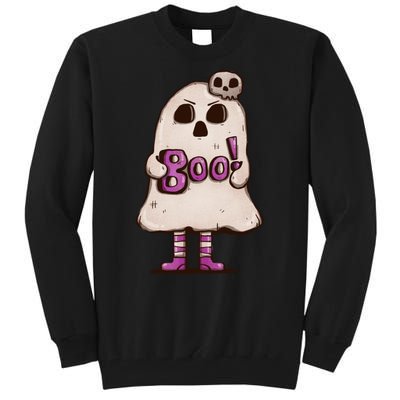 Cute Boo Creepy Scary Skull Skeleton Tall Sweatshirt