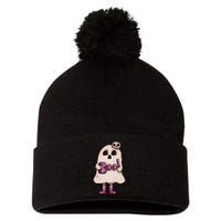 Cute Boo Creepy Scary Skull Skeleton Pom Pom 12in Knit Beanie