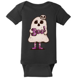 Cute Boo Creepy Scary Skull Skeleton Baby Bodysuit