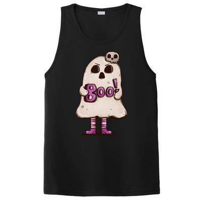 Cute Boo Creepy Scary Skull Skeleton PosiCharge Competitor Tank