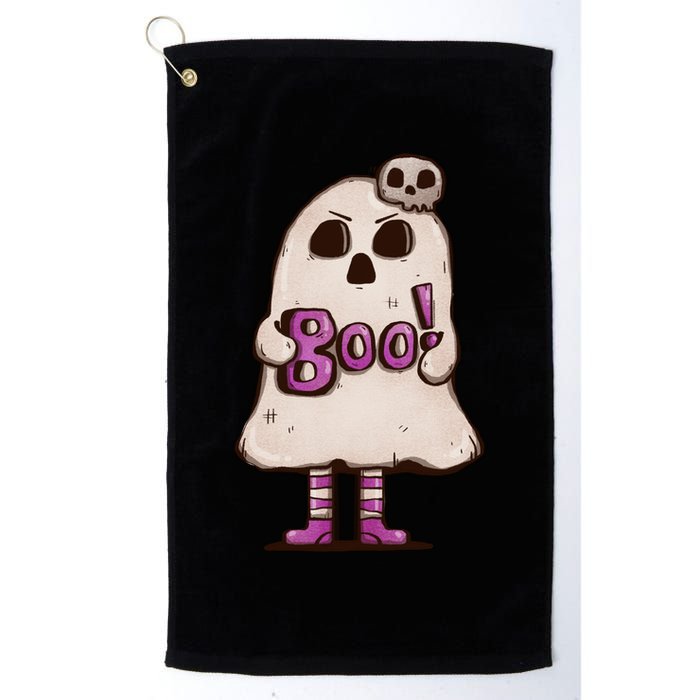 Cute Boo Creepy Scary Skull Skeleton Golf Towel