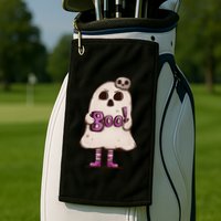 Cute Boo Creepy Scary Skull Skeleton Golf Towel