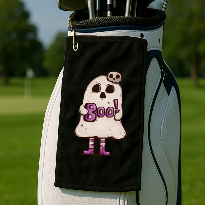 Cute Boo Creepy Scary Skull Skeleton Golf Towel