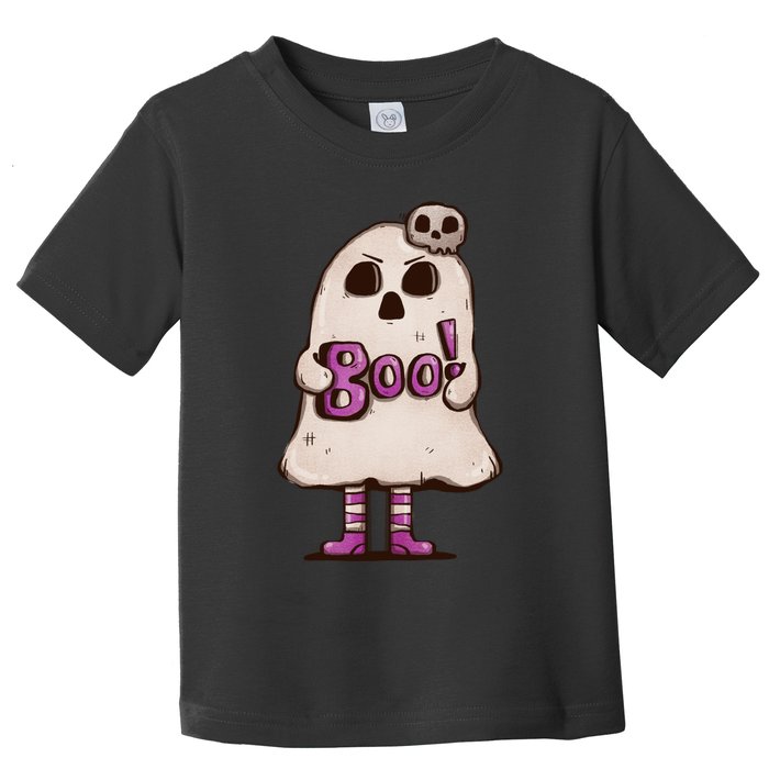 Cute Boo Creepy Scary Skull Skeleton Toddler T-Shirt