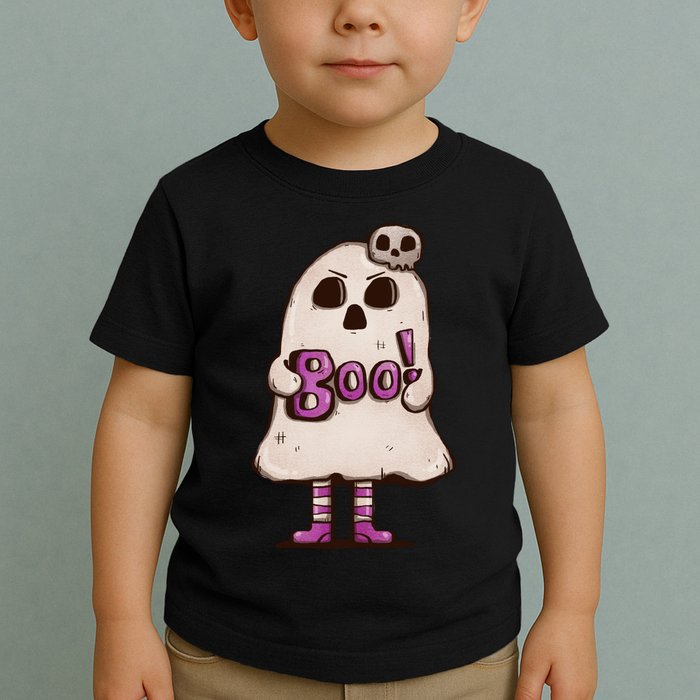 Cute Boo Creepy Scary Skull Skeleton Toddler T-Shirt