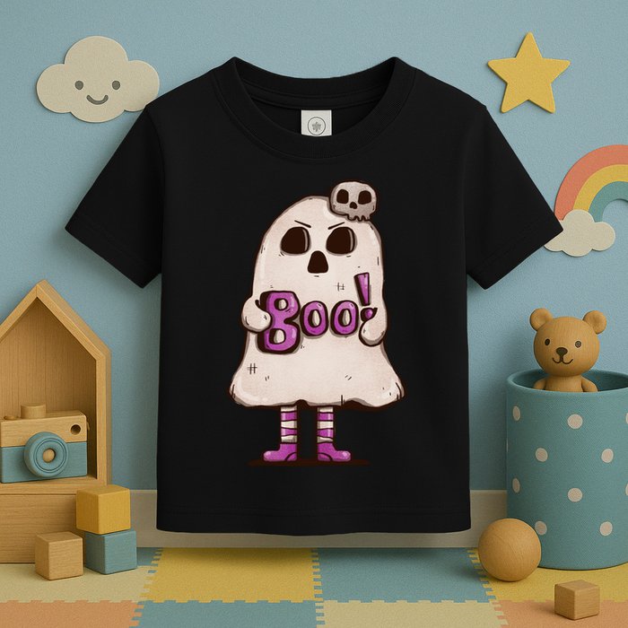 Cute Boo Creepy Scary Skull Skeleton Toddler T-Shirt
