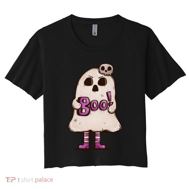 Cute Boo Creepy Scary Skull Skeleton Crop Top