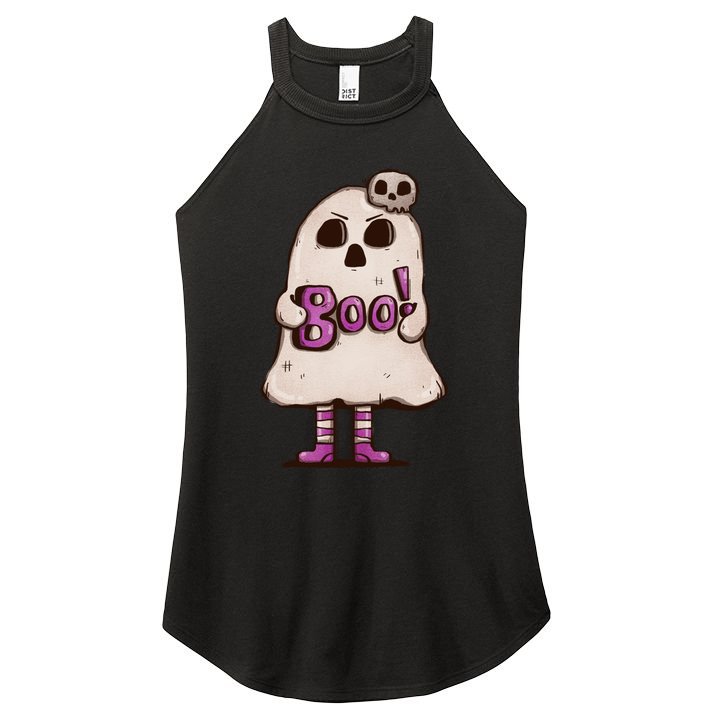Cute Boo Creepy Scary Skull Skeleton Women's Perfect Tri Rocker Tank
