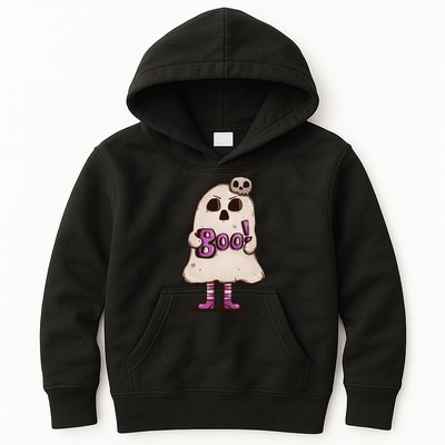Cute Boo Creepy Scary Skull Skeleton Kids Hoodie