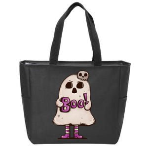 Cute Boo Creepy Scary Skull Skeleton Zip Tote Bag