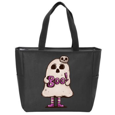 Cute Boo Creepy Scary Skull Skeleton Zip Tote Bag