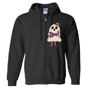 Cute Boo Creepy Scary Skull Skeleton Full Zip Hoodie