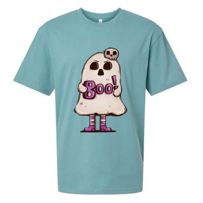 Cute Boo Creepy Scary Skull Skeleton Sueded Cloud Jersey T-Shirt
