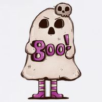 Cute Boo Creepy Scary Skull Skeleton Garment-Dyed Sweatshirt
