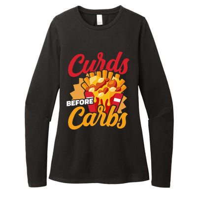 Curds Before Carbs Cheddar Cheese Curd Fast Food Snack Womens CVC Long Sleeve Shirt