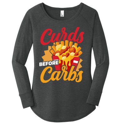 Curds Before Carbs Cheddar Cheese Curd Fast Food Snack Women's Perfect Tri Tunic Long Sleeve Shirt