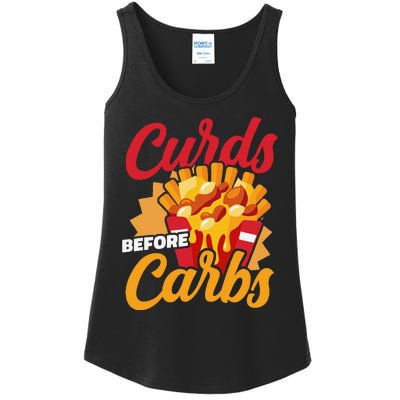 Curds Before Carbs Cheddar Cheese Curd Fast Food Snack Ladies Essential Tank