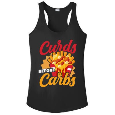 Curds Before Carbs Cheddar Cheese Curd Fast Food Snack Ladies PosiCharge Competitor Racerback Tank