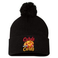 Curds Before Carbs Cheddar Cheese Curd Fast Food Snack Pom Pom 12in Knit Beanie