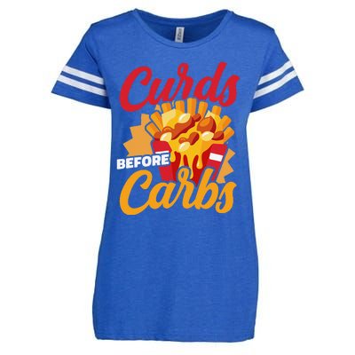 Curds Before Carbs Cheddar Cheese Curd Fast Food Snack Enza Ladies Jersey Football T-Shirt