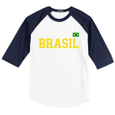 Cool Brasil Country Name Flag Baseball Sleeve Shirt