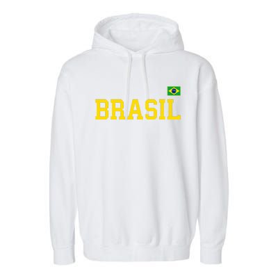 Cool Brasil Country Name Flag Garment-Dyed Fleece Hoodie