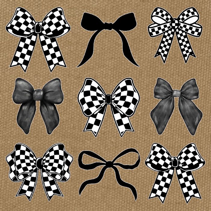 Coquette Bow Checkered Flag Race Car Racing Women Cute Cotton Canvas Backpack