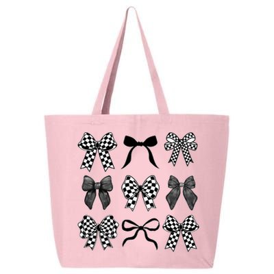 Coquette Bow Checkered Flag Race Car Racing Women Cute 25L Jumbo Tote