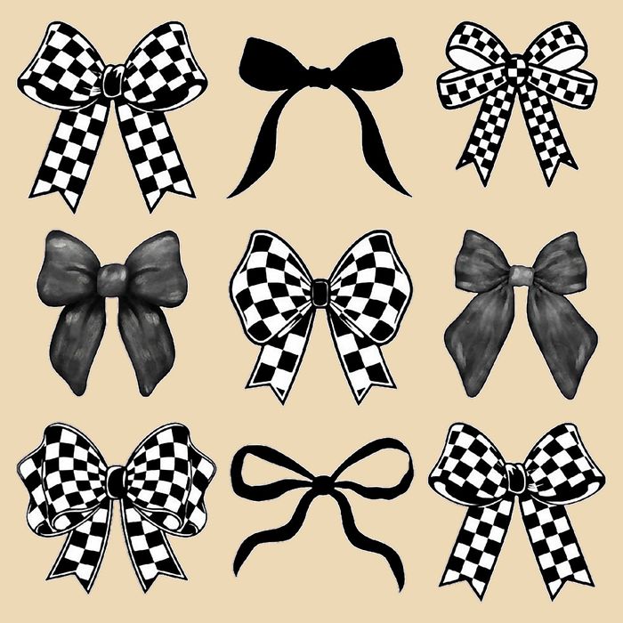 Coquette Bow Checkered Flag Race Car Racing Women Cute Drawstring Bag