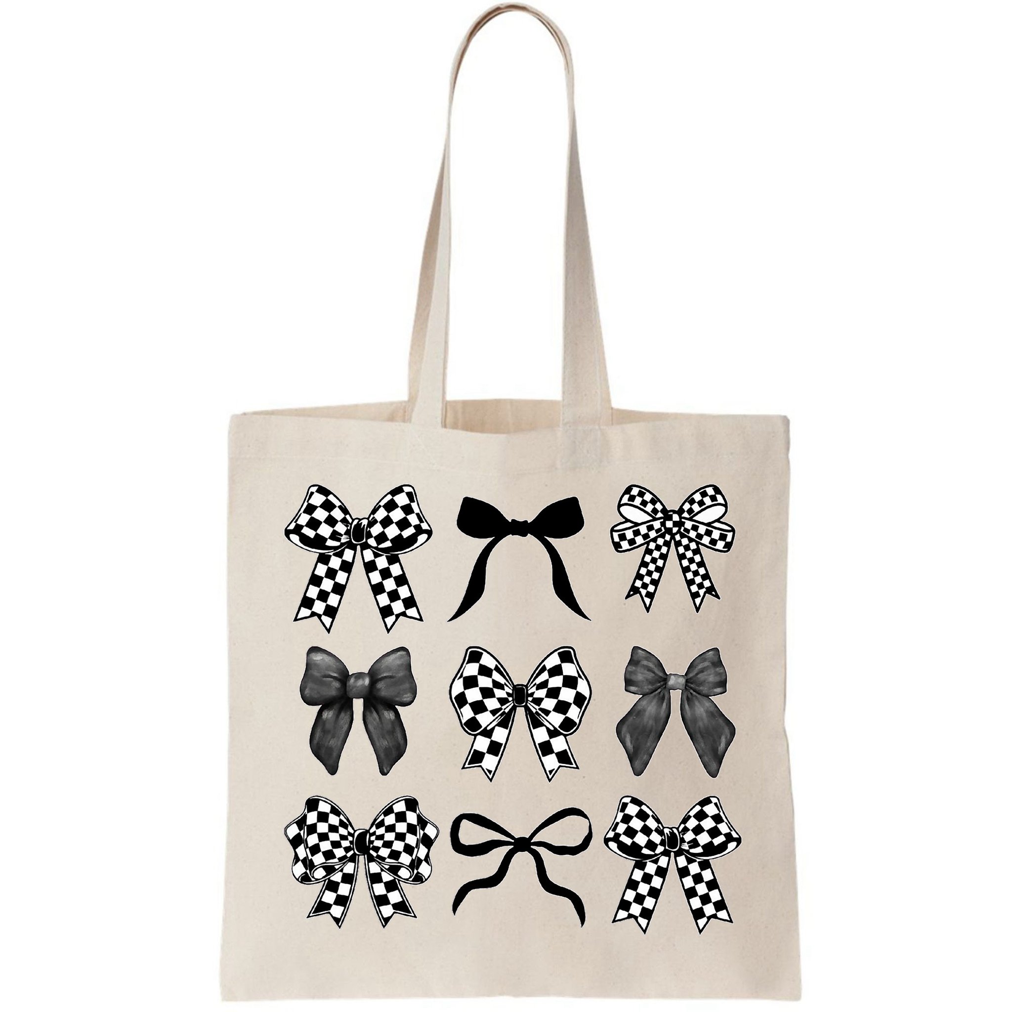 Coquette Bow Checkered Flag Race Car Racing Women Cute Bag