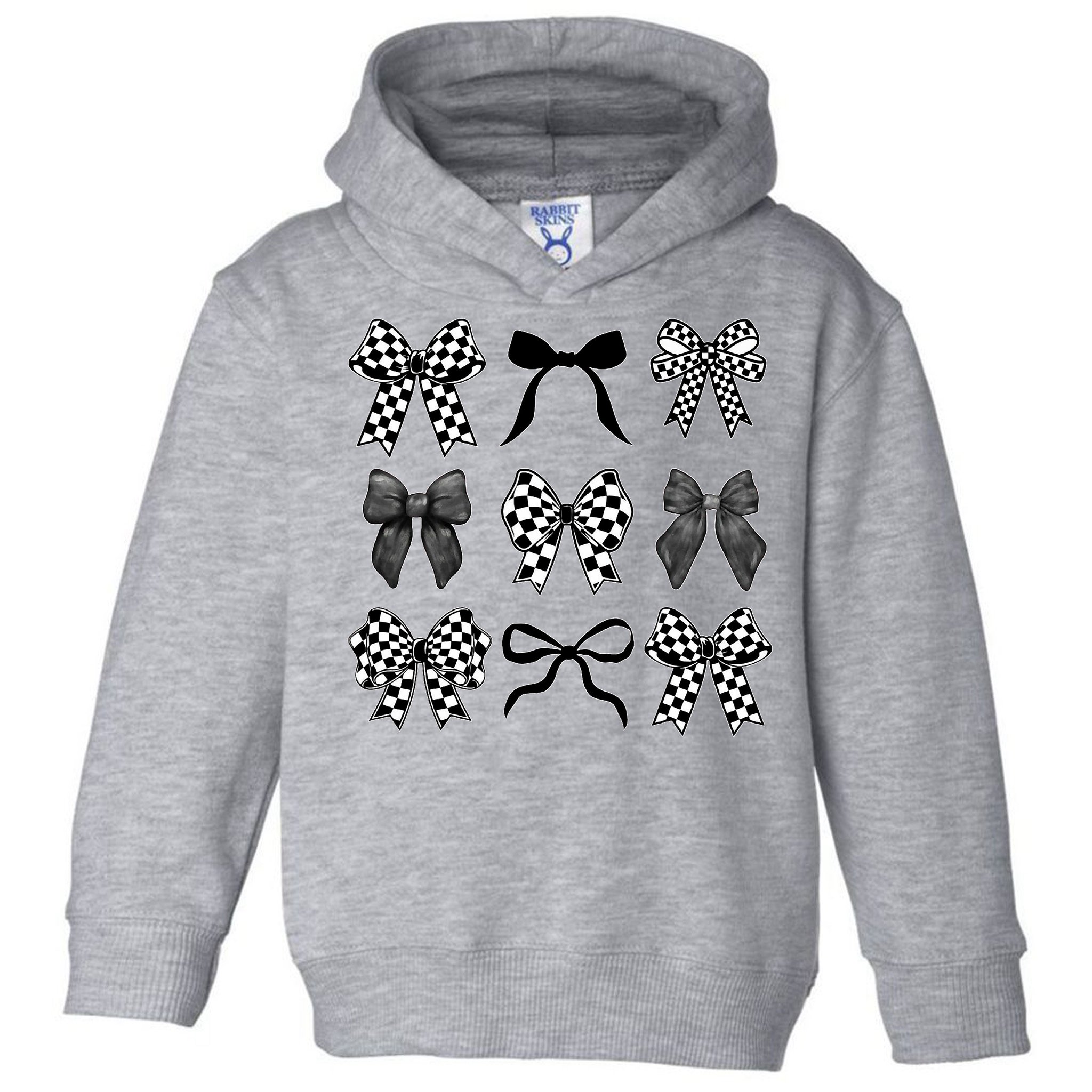 Coquette Bow Checkered Flag Race Car Racing Women Cute Toddler Hoodie