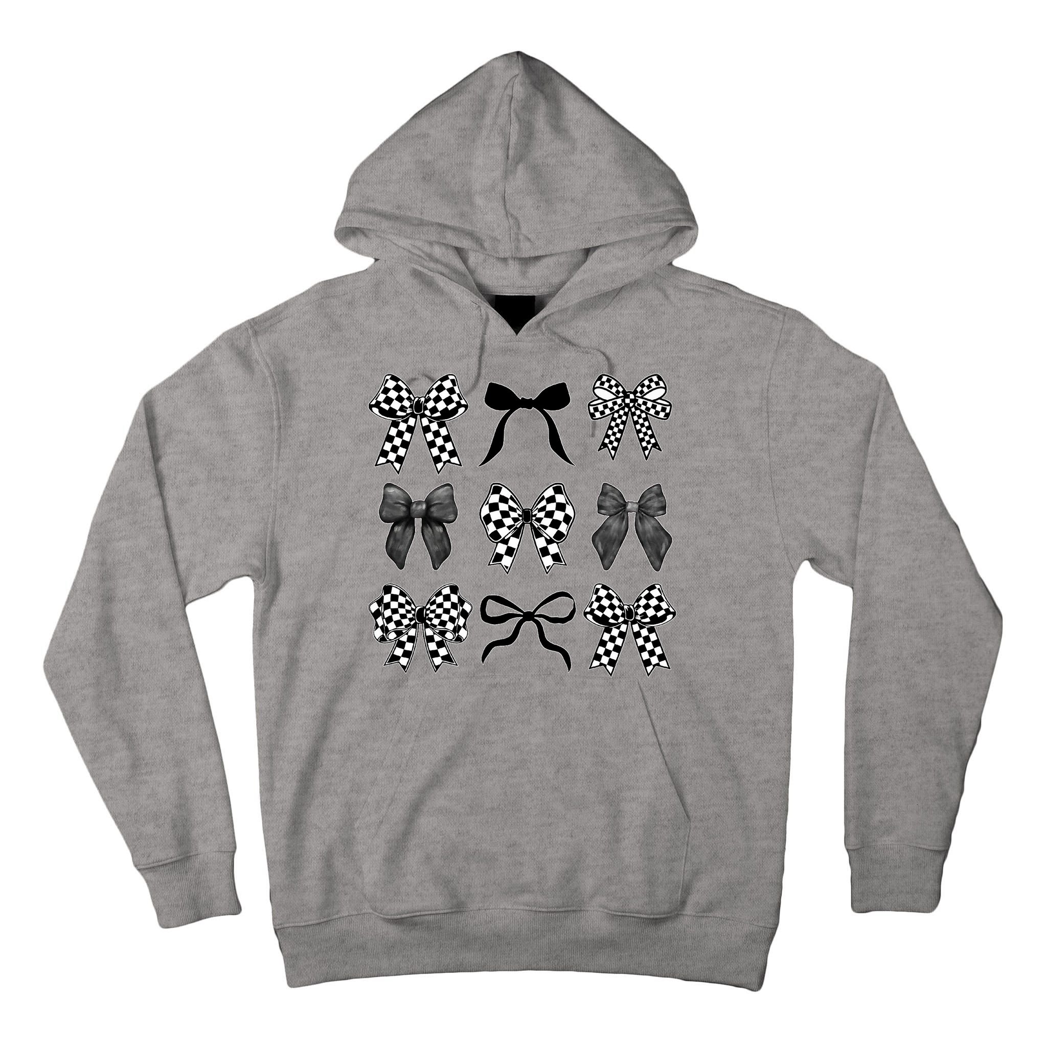 Coquette Bow Checkered Flag Race Car Racing Women Cute Tall Hoodie