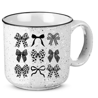Coquette Bow Checkered Flag Race Car Racing Women Cute 15oz Campfire Ceramic Mug