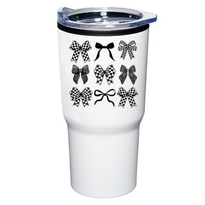 Coquette Bow Checkered Flag Race Car Racing Women Cute Tumbler