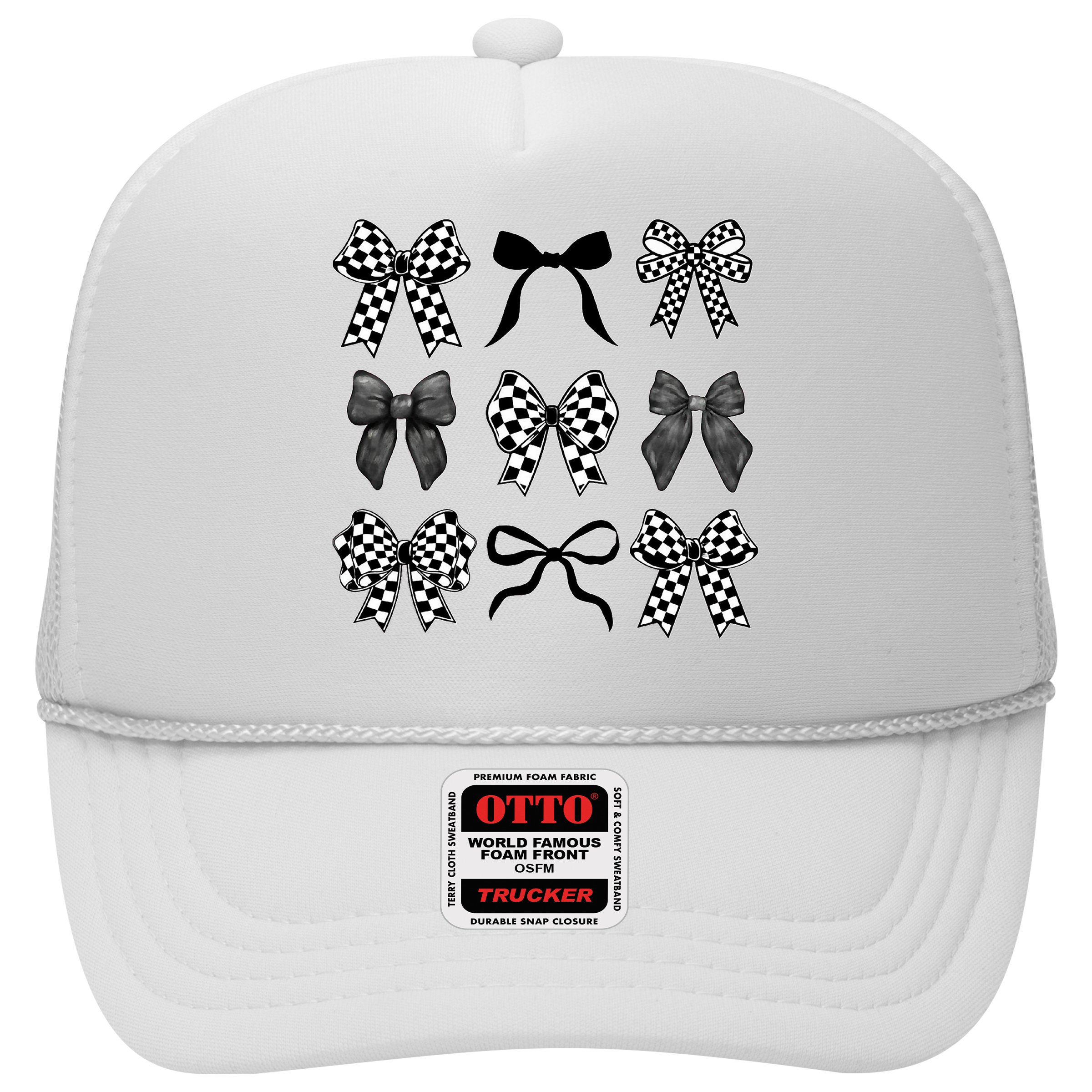 Coquette Bow Checkered Flag Race Car Racing Women Cute Hat