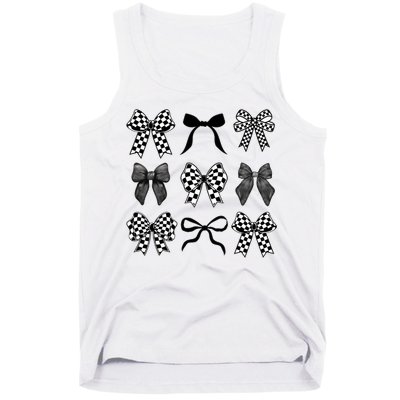 Coquette Bow Checkered Flag Race Car Racing Women Cute Tank Top
