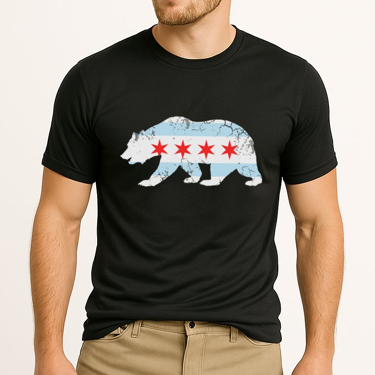 California Bear Chicago Flag Transplant Family Home Cooling Performance Crew T-Shirt